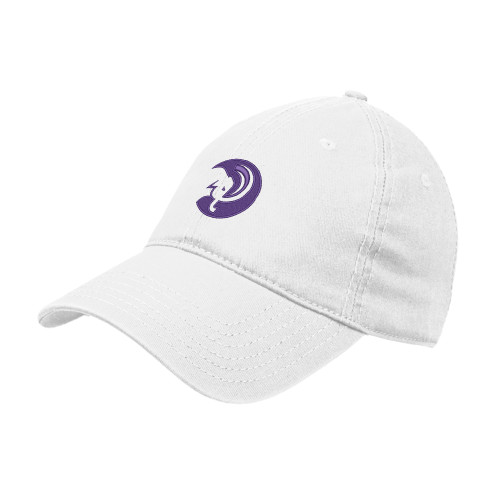  White Unstructured Adjustable Low Profile Hat - Amherst College Mammoth Head