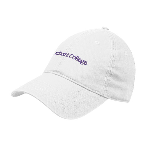  White Unstructured Adjustable Low Profile Hat - Amherst College Wordmark Flat