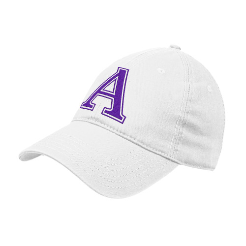  White Unstructured Adjustable Low Profile Hat - Amherst Monogram A