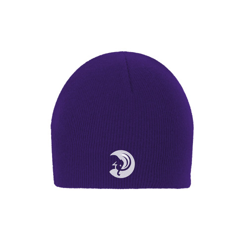 Purple Knit Beanie - Amherst College Mammoth Head