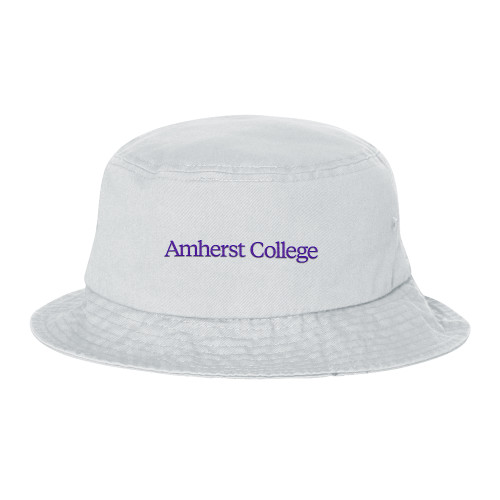  Sportsman White Bucket Hat - Amherst College Wordmark Flat