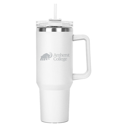  Hippo White Mug & Straw Lid with Twist Closure 40 oz - Mammoth Amherst College Lock Up Engraved