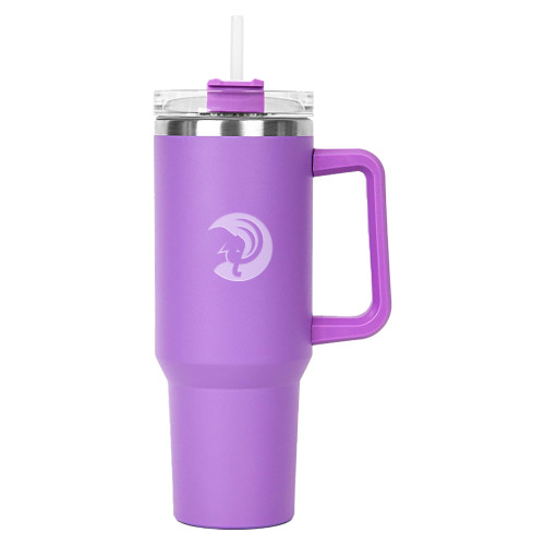  Hippo Purple Mug & Straw Lid with Twist Closure 40 oz - Circle Mammoth Head Engraved