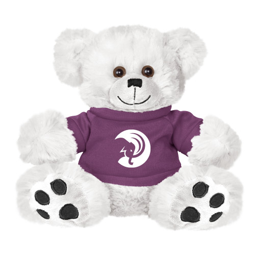  Plush Big Paw 8 1/2 inch White Bear w/Purple Shirt - Amherst College Circle Mammoth