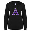 Thumbnail image for  ENZA Womens Black V Notch Raw Edge Fleece Hoodie