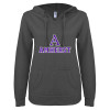 Thumbnail image for  ENZA Womens Dark Heather V Notch Raw Edge Fleece Hoodie