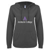 Thumbnail image for  ENZA Womens Dark Heather V Notch Raw Edge Fleece Hoodie