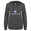 Thumbnail image for  ENZA Womens Dark Heather V Notch Raw Edge Fleece Hoodie