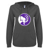 Thumbnail image for  ENZA Womens Dark Heather V Notch Raw Edge Fleece Hoodie