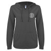 Thumbnail image for  ENZA Womens Dark Heather V Notch Raw Edge Fleece Hoodie