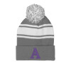 Thumbnail image for  Grey/White Two Tone Knit Pom Beanie w/Cuff