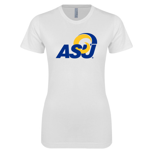  Next Level Womens White Boyfriend Tee - ASU Logo