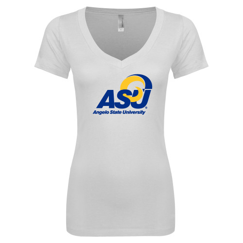  Next Level Womens White Ideal V Tee - Primary Mark