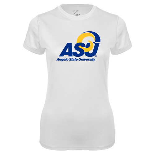  Womens White Performance Tee - Primary Mark