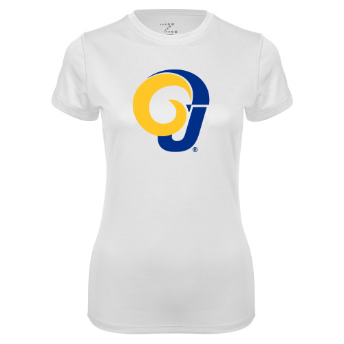  Womens White Performance Tee - Ram Logo