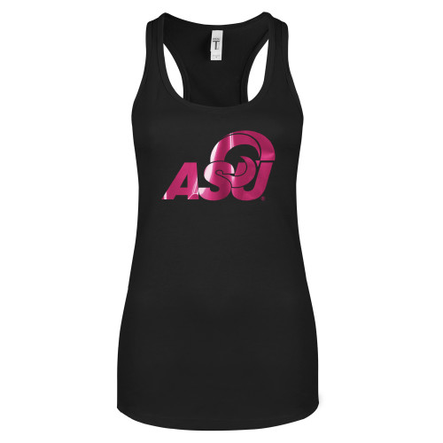  Next Level Womens Black Racerback Tank  - ASU Logo  Foil