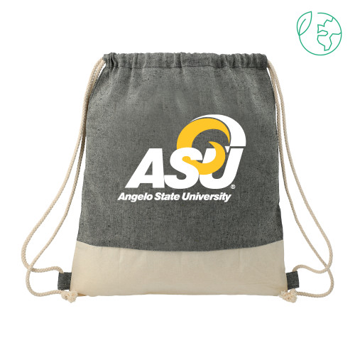  Split Recycled Cotton Natural/Black Drawstring Bag - Primary Mark