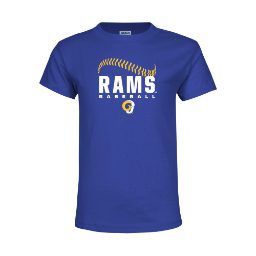  Youth Royal T Shirt - Rams Baseball Distressed