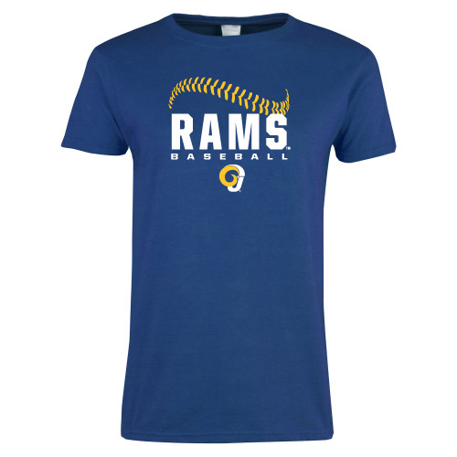  Womens Royal Short Sleeve Tee - Rams Baseball Distressed