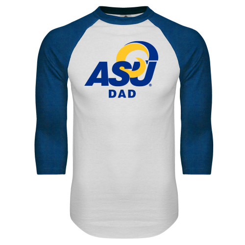  White/Royal Raglan Baseball T Shirt - ASU Dad