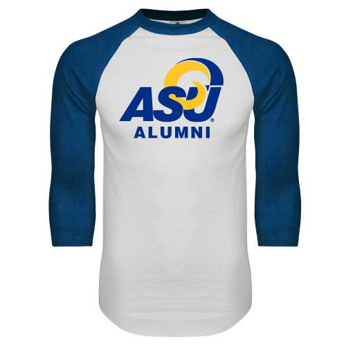  White/Royal Raglan Baseball T Shirt - ASU Alumni