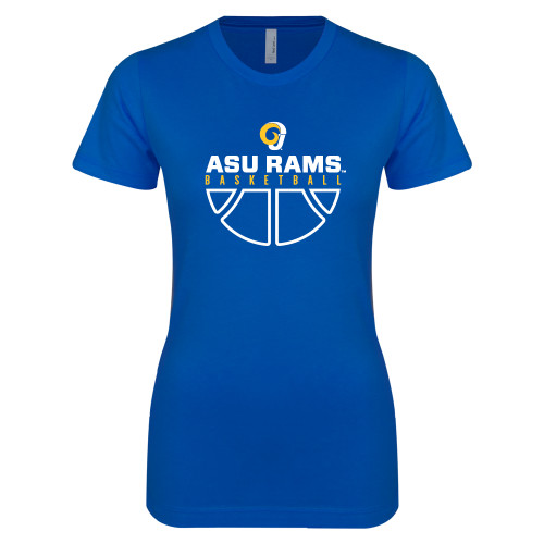  Next Level Womens Royal Boyfriend Tee - Rams Basketball Distressed