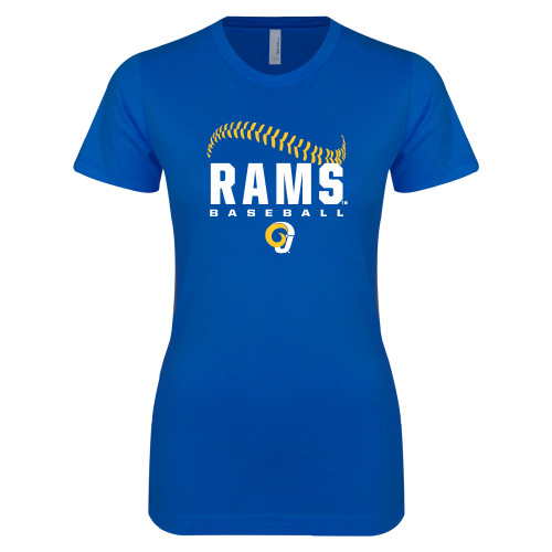  Next Level Womens Royal Boyfriend Tee - Rams Baseball Distressed