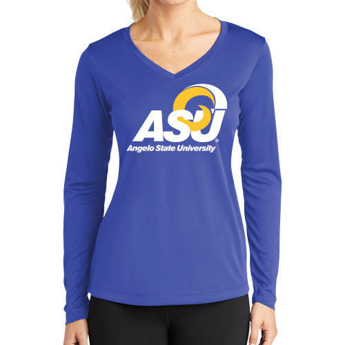  Womens Royal Performance Long Sleeve V Neck Shirt - Primary Mark
