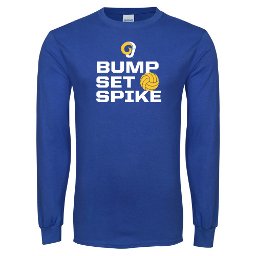  Royal Long Sleeve T Shirt - Rams Volleyball Distressed