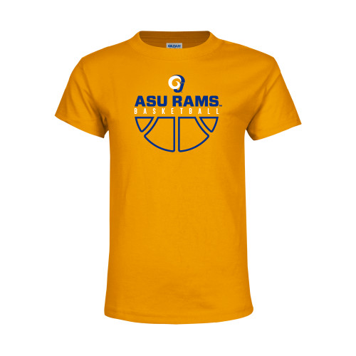  Youth Gold T-Shirt - Rams Basketball Distressed