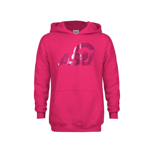  Youth Hot Pink Fleece Hoodie - ASU Logo  Foil