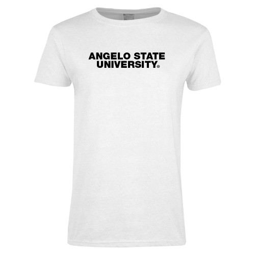  Womens White Short Sleeve Tee - Angelo State University