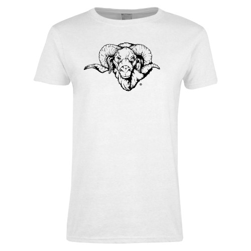  Womens White Short Sleeve Tee - Ram Head