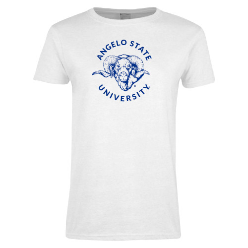  Womens White Short Sleeve Tee - Angelo State Ram