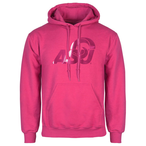  Womens Fuchsia Fleece Hoodie - ASU Logo  Foil