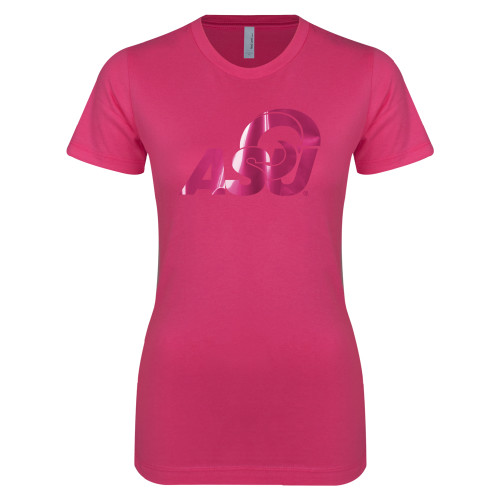  Next Level Womens Fuchsia Boyfriend Tee - ASU Logo  Foil