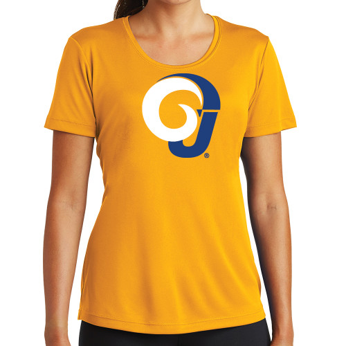  Womens Gold Performance Short Sleeve Tee - Ram Logo