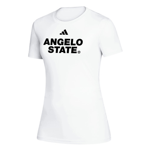  Adidas Womens White Creator Performance Tee - Angelo State Stacked