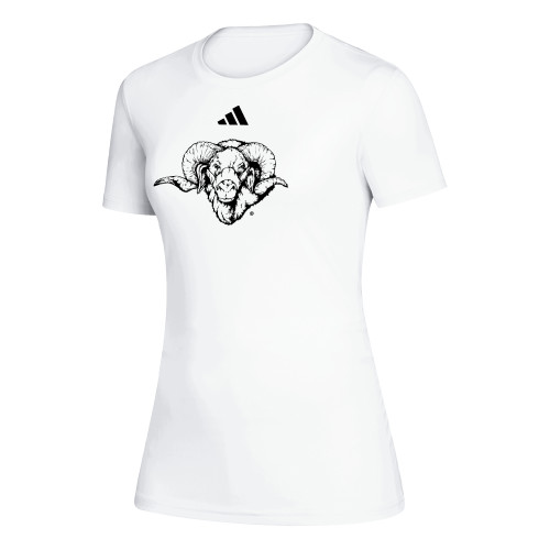  Adidas Womens White Creator Performance Tee - Ram Head