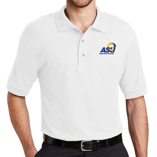  White Silk Touch Polo - Primary Mark