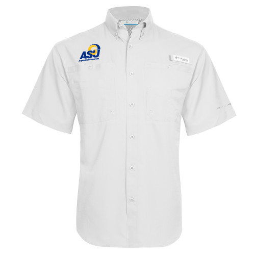 Columbia White Tamiami Performance Short Sleeve Shirt - Primary Mark