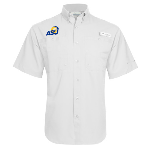  Columbia White Tamiami Performance Short Sleeve Shirt - ASU Logo