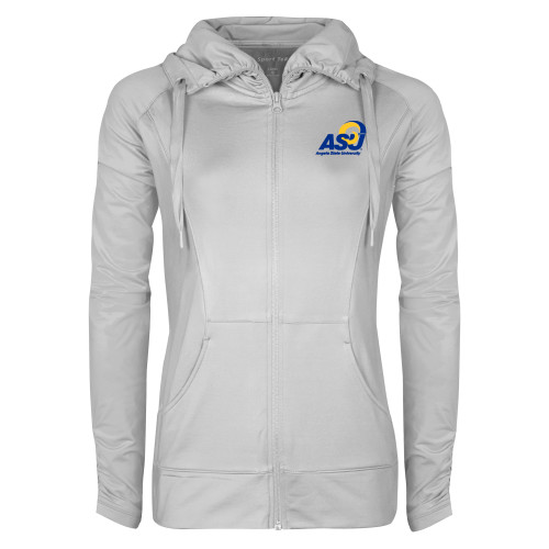  Womens White Sport Wick Stretch Full Zip Jacket - Primary Mark