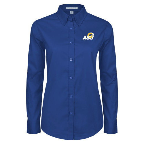  Womens Royal Twill Button Down Long Sleeve  - ASU Logo