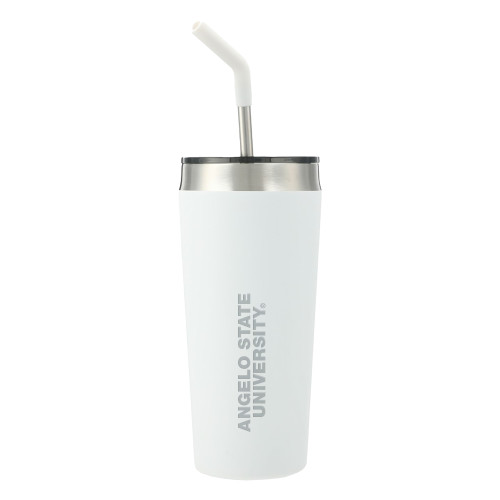  Faye White Vacuum Tumbler w/ Stainless Steel Straw 20 oz - Angelo State University  Engraved