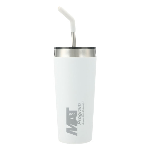  Faye White Vacuum Tumbler w/ Stainless Steel Straw 20 oz - MAT Program - Angelo State University Engraved