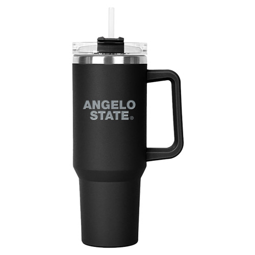 Angelo State Hippo Black Mug & Straw Lid with Twist Closure 40 oz
