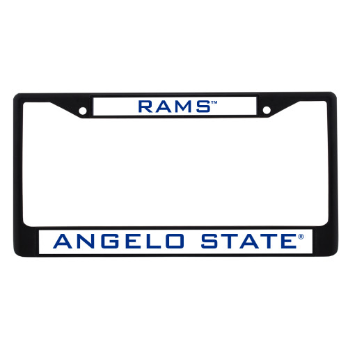  Metal License Plate Frame in Black - Angelo State Flat