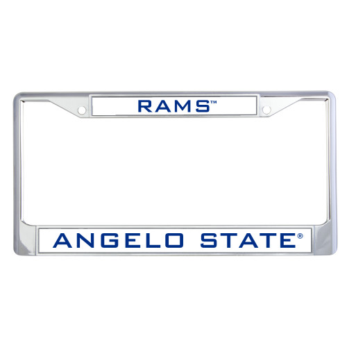  Metal License Plate Frame in Chrome - Angelo State Flat