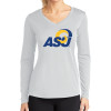 Thumbnail image for  Womens White Performance Long Sleeve V Neck Shirt